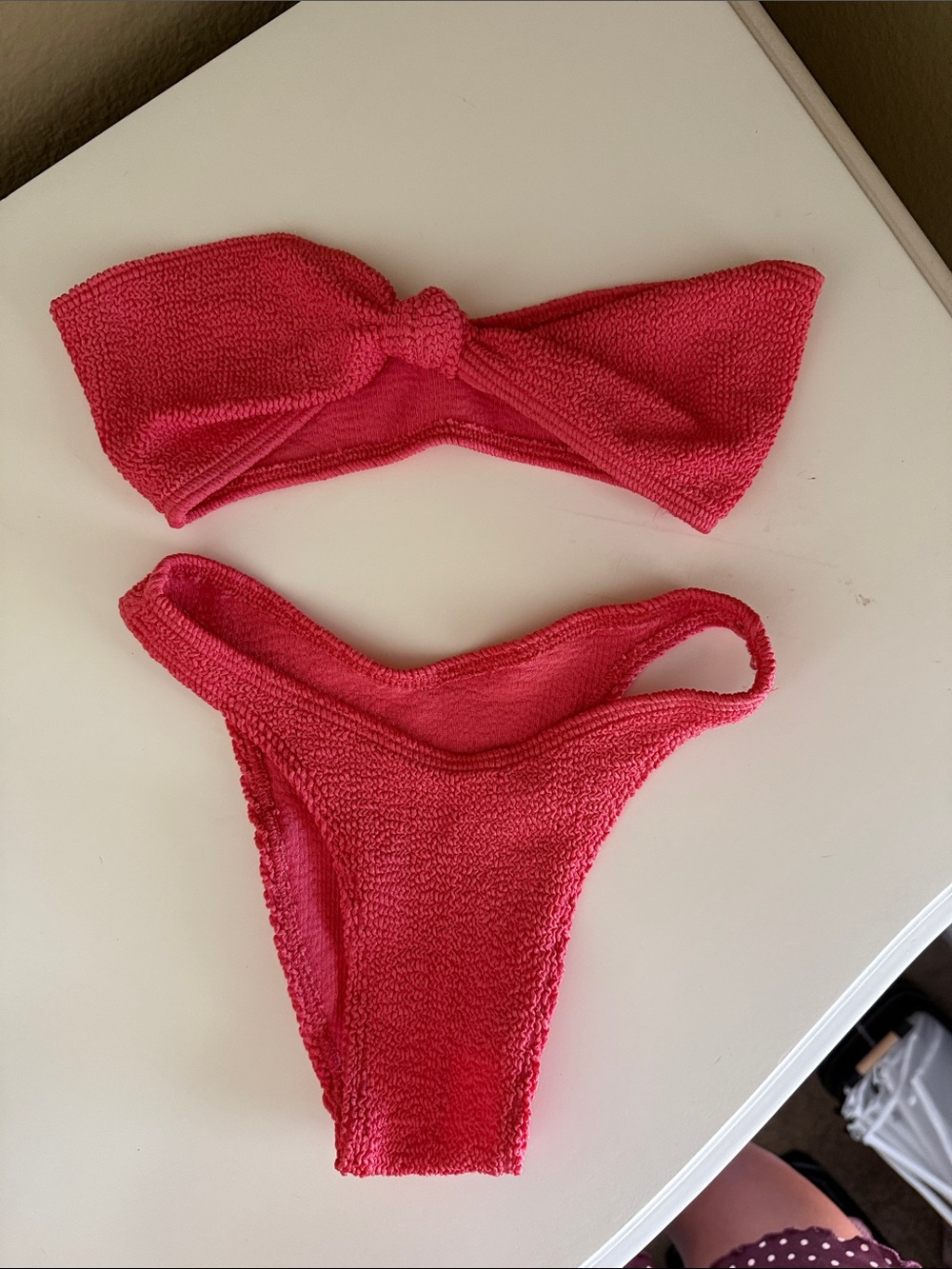 bond-eye Pink Textured Bandeau Bikini Set